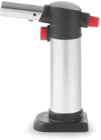 HENDI Crème-Brûlée Brenner, Gas, nachfüllbar (wird leer geliefert), automatischer Zündung, Standfuss, Küchenbrenner, Flambierbrenner, Gasbrenner, Butangas, 115x(H)155mm