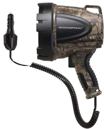 GOODSMANN Spotlight Hunting Camo Portable Handheld Spotlights 1500 Lumen Realtree® Xtra Halogen Boat Corded 12V Plug-in Spot Light Outdoor with Oxford Bag Tactic Pro H102-01