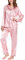 Ladieshow Femme Ensemble De Pyjamas Satin 2 Pcs Vêtements de Nuit Manche Longue Sleepwear