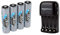 ANSMANN 4x Batterie ricaricabili stilo AA - Tipo 2850 (min. 2650 mAh) 1,2V NiMH - Pila a ricarica veloce - fino a 1000 cicli di ricarica eco-friendly & AmazonBasics - Carica batterie con porta USB per batterie Ni-MH AA e AAA