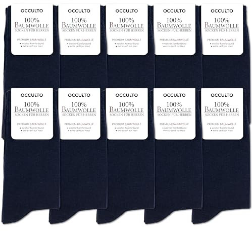 Occulto chaussettes homme 100% coton lot de 10-20 paires (modèle: Ingo) 10 Paires | Navy 43-46