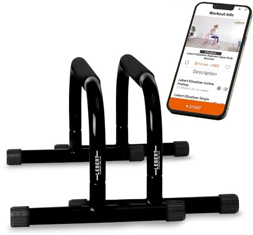 Lebert Unisex – Erwachsene 820045 Fitness Parallettes Schwarz-Calisthenics Equipment ✓ Dipstation ✓ Push-Up-Ständer ✓ Körpergewichtsausrüstung ✓ Dipstangen ✓ für intensiven Gebrauch, Standard