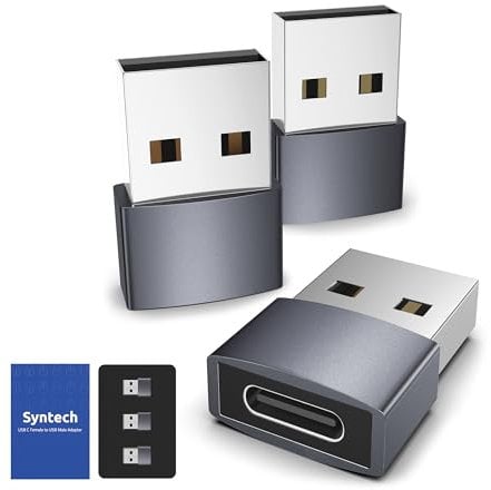 Syntech Adaptateur USB c vers USB Pack de 3 Compatible avec iPhone 16 Pro Max/16 Plus/15 iPad Air 6 Apple Watch Series 9/8/7 AirPods 3 Samsung Galaxy Gris