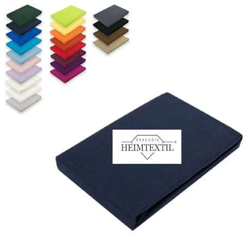 EXKLUSIV HEIMTEXTIL Sábana Bajera de Jersey, 200 x 220 cm, Color Azul Marino