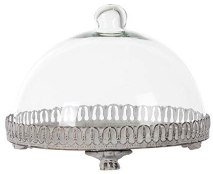 BLANC MARICLO LUCCIOLE E LANTERNE Vassoio con campana in vetro 21x21xH16cm a29105