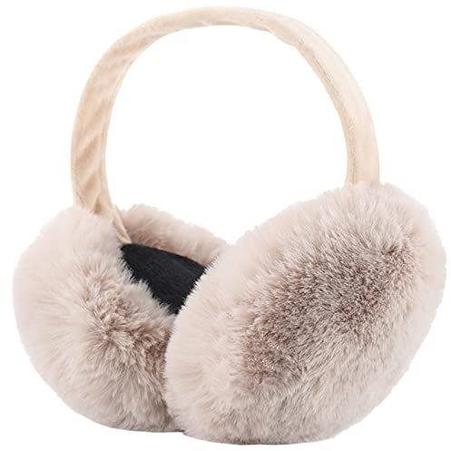 Lifup Damen Winter Ohrenwärmer Kunstfell Plüsch Ohrenschützer Einstellbar Ohrenschutz Beige 1
