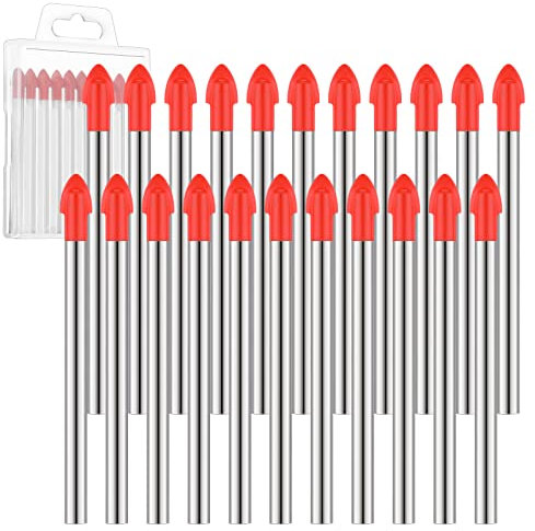 Nuanchu 20 Pieces 6 mm tile drill bits Cemented Carbide Masonry for Glass Multi-material Concrete Bit Cement Ceramic Plastic Brick Wall, Orange