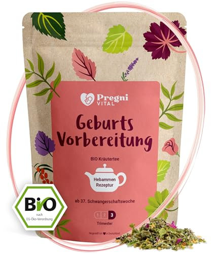 Geburtsvorbereitung - 100% BIO Schwangerschaftstee speziell ab 37. SSW - mit Himbeerblättern und Frauenmantel nach traditionellem Hebammen-Wissen für das 3. Trimester - PregniVital®