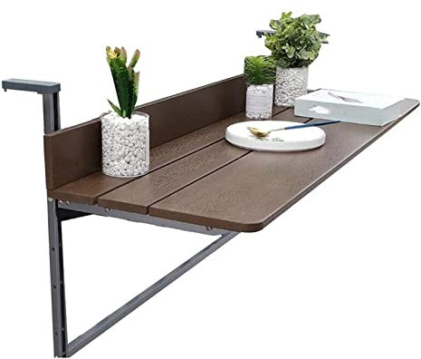 HDZNDH Balkontisch klappbar, Wetterfest Höhenverstellbar, Beistelltische Wandklapptisch, Hängetisch Esstisch, Aluminiumlegierung + Edelstahl, Beistelltisch für Balkon, Garten (Size : 120 * 37 * 9cm)