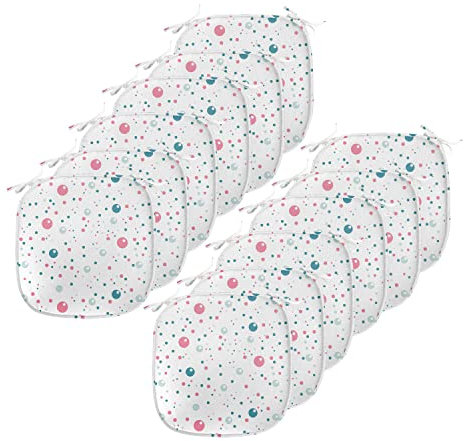 ABAKUHAUS Abstrakt Polster für Esszimmerstühle, Pastellfarben-Tupfen, Dekoratives wasserfestes Kissen mit Riemen für Küchensitze, 40 cm x 40 cm-12er Pack, Blau-Rosa-Grau