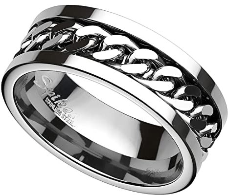 Taffstyle Biker Band Ring Edelstahl Ketten Herrenring Damenring Partnerring Freundschaftsring Damen Herren Silber Größe 67 (21.3)