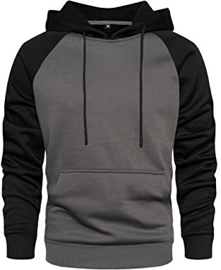 MANLUODANNI Men's Hoodie Pullover lightweight Casual Hoody Hoodies with Kangaroo Pocket Dark Gray Black L