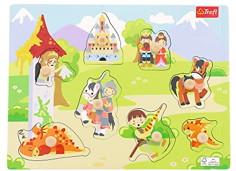 Trefl - Puzzle Knight's Castle, Wooden Toys - Holzspielzeug, Formpuzzle für die Kleinen, Bio Naturholz, Safe Spielzeug für Jahre, Kinder 18 Monate