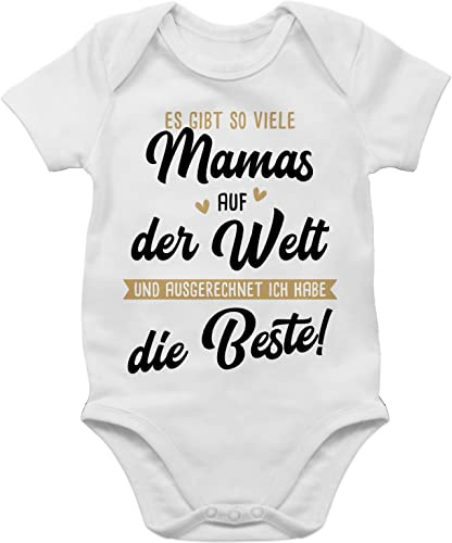Baby Body Kurzarm - Beste Mama der Welt - Und ausgerechnet ich habe die Beste - 1/3 Monate - Weiß - geschenke zur geburt babykleidung mädchen mutter muddi best mom babybody kurzarmbody muttertag