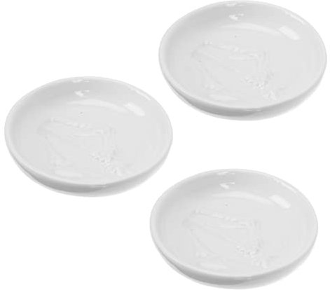 Cabilock 3 Pièces Plat D'assaisonnement En Relief Bols De Service Pour Accompagnements Assiette à Sauce Plat à Trempette En Porcelaine Plaques De Trempage Céramique Blanche Animal Mini-bol