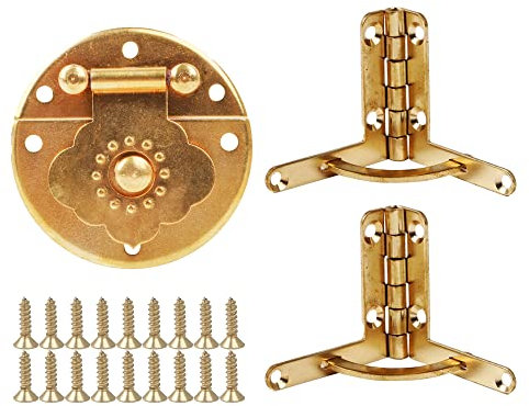 Jewelry Box Quadrant Hinge 1.30x1.18inch(LxW) 90 Degree Foldable Metal Quadrant Hinge with Round Box Buckle