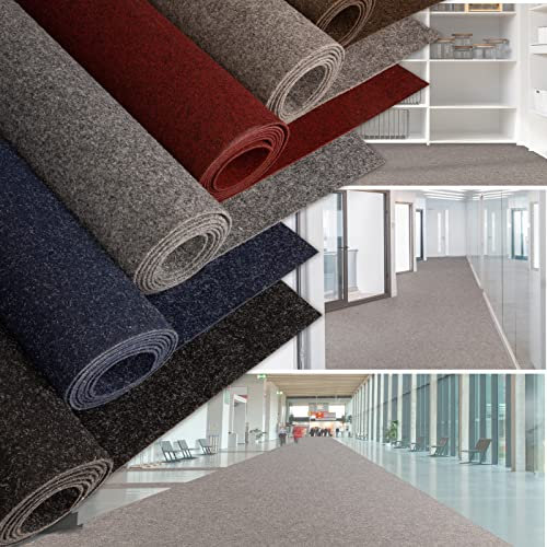 KARAT Event- und Messeteppich Turbo 200 x 500 cm, Anthrazit - Meterware - pflegeleichter Gangläufer - schalldämmend, schwer entflammbar - für Messe, Event, Schule & Büro