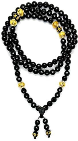 Samsara Mala Tibetano - Collana Pietre Naturali, Collana Tibetana, con 108 Grani - con Rosario Tibetano Religioso - Design Elegante e Artigianale