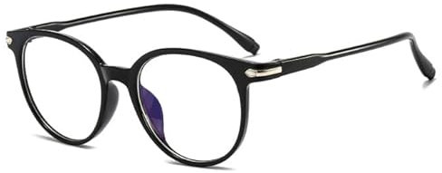 Suertree Blaulichtfilter Myopia Brille Leichte Kurzsichtigkeit Brille Scharnier Mode Distanz Brille für Damen Herren Rund Schwarz -0.5