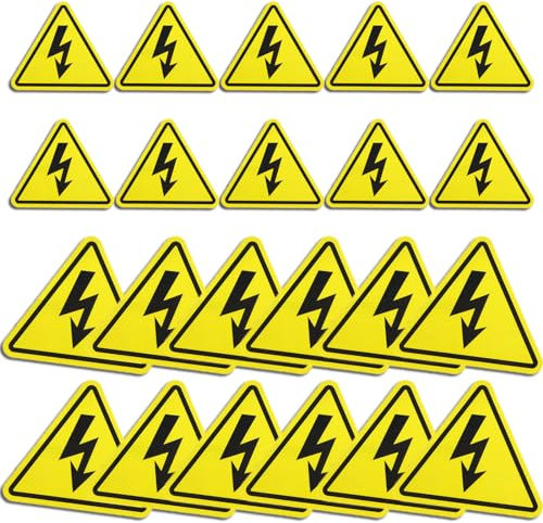 AIFIZO 22 Stück Achtung Strom Warnaufkleber 5cm/10cm, Stark Haftende Sicherheitswarnschilder, Dreieck Schild Folie Selbstklebend