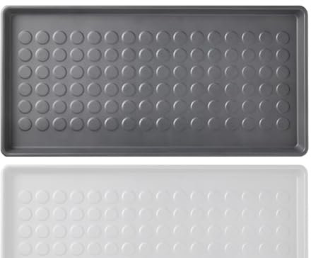 Home Stuff Grey Plastic Rectangular Boot Tray Floor Protection, Weather Resistant Utility Shoe Mat, 41x12x2 CM, 1 Pack