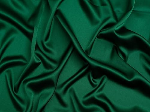 Minerva Stretch Woven Satin Fabric Bottle Green - per metre