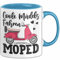 Coole Mädels Fahren Moped Tasse Geschenk Fahrerin Mofa Scooter Roller (Blau)