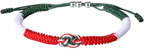 Flongo Bracciale in Pelle Bandiera Italiana: Bracciale Uomo e Donna Cinturino Regolabile Bandiera Nazionale Squadra di Calcio