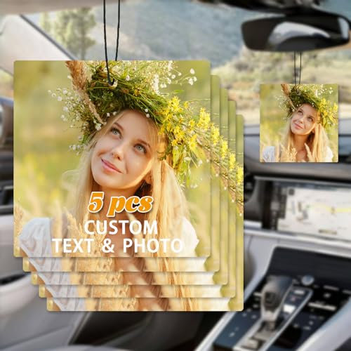 5/10/20/50/100 Stück Personalisiert Auto Lufterfrischer Duftbaum Mit Eigenem Bild/Foto/Text/Logo Doppelseitiger für Auto, Familie, Geschenke (Quadrat)