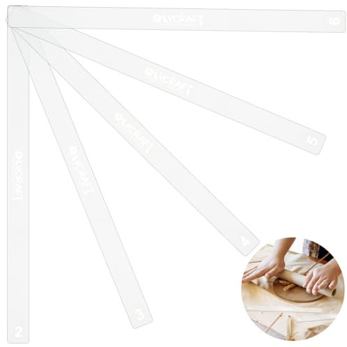 OLYCRAFT 5 guide di profondità per argilla, 39 x 2,5 cm, guide per mattarello in acrilico, spessore 2/2,5/3,5/4,5/6 mm, per ceramica, argilla polimerica, guida per fango, strumenti per ceramica e