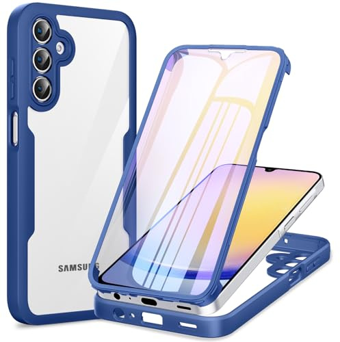 Phoona 360 degrés Coque pour Samsung Galaxy A25 5G avec Transparent Protection d'écran, TPU Silicone Antichoc écran Coque, Anti-Rayures Portable Intégrale Étui Housse pour Samsung A25 5G, Bleu