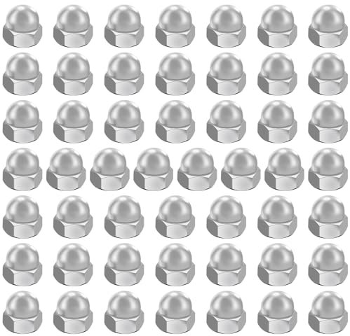 AMZSKU 50 Stück M10 Hutmutter hohe Form nach DIN 1587 rostfreier Edelstahl A2 V2A Sechskant-Hutmuttern