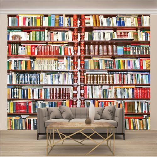 WYXWZ Papier Peint Panoramique Trompe l'oeil 3d Photo Mural Intissé Wallpaper Motifs de Fond d'écran pour Salon, Chambre, TV Fond, Bureaux L 200 x 140cm (Largeur x Hauteur) Bibliothèque