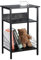 Homsorout Side Table with Charging Station, 3-Tier Sofa Side Tables with Storage Shelf Basket, Magazine Rack, Small Nightstand End Table for Living Room, Bedroom, Black