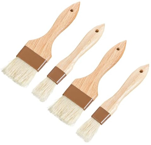 4 pennelli da pasticceria, in legno, per cucina, barbecue all'aperto, ungere e ingrassare, per impastare pane, barbecue, salse, grigliare