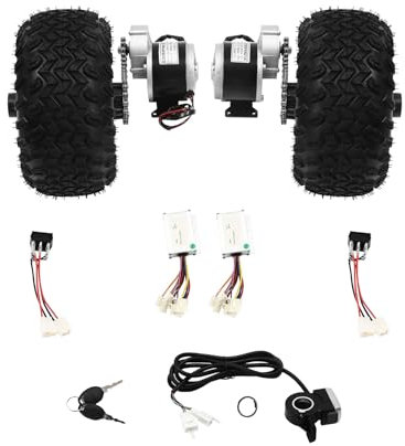 fennnds Elektrokarren-Umbausatz mit Doppel Motor Drive 250 Watt Motor Drive Air Wheel Conversion Kit bis 200 kg Tragfähigkeit 10-Zoll-Radsatz für Elektro-Cart Bike Kleine Go-karts und Barrow Beach