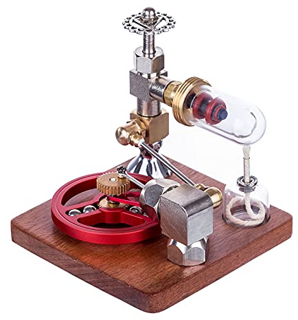 CreativeBlocker Stirlingmotor Model Erwachsen| ENJOMOR Metall Stirlingmotor Der mit Alkohollampen Läufts, Dampfmaschinen einstellbarer Geschwindigkeit, Experimentierkasten Wissenschaft Geschenk
