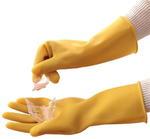 ERVDKXCOI Household Gloves Washing Waterproof Plastic Rubber Vegetable Cleaning Gloves, Breathable, Oil Resistant, Rubber, Scratch Resistant, Widely Used Kitchen Washing Gloves(L)