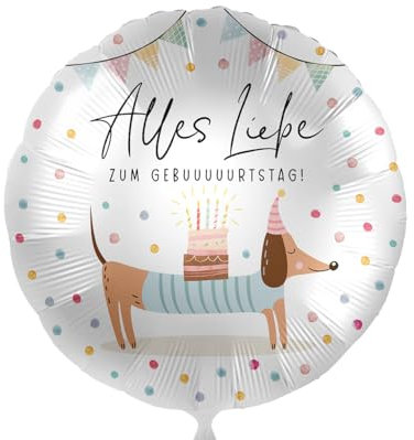 Folienballon Alles Liebe zum Gebuuuurtstag! | Made in EU | Dackel Charme für Geburtstag Kinder und Erwachsene Geschenk Männer Frauen