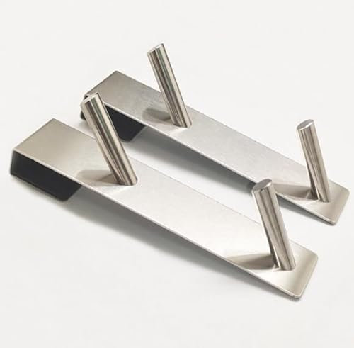 Wekuw Ganchos Mampara Ducha, 2 Piezas Inoxidable Perforaciones Gancho de Puerta Sin Taladrar Interior Acolchado, Para Cristales de 6-12 mm de Grosor (Negro,17,8cm)