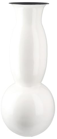 GILDE Vase Neo aus Eisen - glänzend - weiß - Höhe 42cm x Ø 17cm - Tischvase