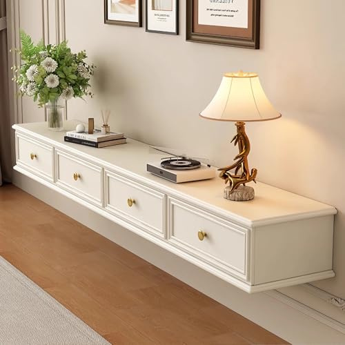 YINXSLO Schwebender Tv Schrank Hängend, Tv Sideboard Wohnzimmer mit Schubladen Weiß Moderner Fernsehkommode Holz Praktisch Tv Lowboard Hängend (Weiß, 180cm/71in)
