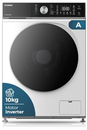 Hyundai Lavadora 10Kg Carga Frontal Blanco HL10401AIDVB. 1400rpm, Motor Inverter, 16 Programas, Función Stop&Go, Clase de Eficiencia Energética A