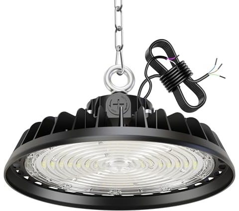 RUISUN UFO LED High Bay Projecteur Garage Light Éclairage pour Atelier 4000K 120°Éclairage IP65 Lampe Industrielle Dimmable Usines Entrepôts de Construction Garages Stades Noir-4000K 200W