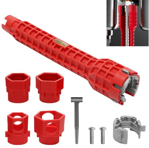 GLDFYYDS Tap Spanner Tool, 14 in 1 Faucet Wrench for Tight Spaces,Non-Slip Spanner Kit, Multi-Functional Sink Installation Tool for Sink/Bathroom/Kitchen Plumbing Repairs