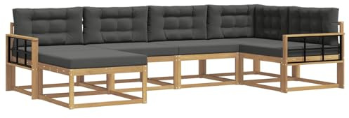 vidaXL Outdoor-Sofagarnitur 5 pcs Weiß und Anthrazit Polyester, Patio-Sofa, Moderne Outdoor-Sitzgruppe, langlebige Gartenmöbel, wetterfest für die Lounge im Garten