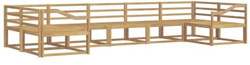 vidaXL Outdoor-Sofagarnitur 7 pcs Weiß Massivholz Akazie, Modernes Ecksofa-Set, stylische Gartenlounge, Möbel für Terrasse, wetterfest am Pool