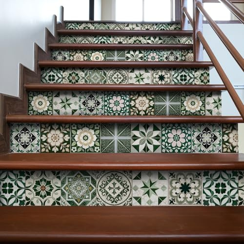 Peel and Stick Wall Tiles 20cm Beige Dark Green Self Adhesive Waterproof Wall Tile Transfers, Decorative Stick On Tiles for Kitchen Bathroom Home