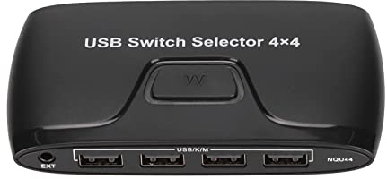 KUIDAMOS Conmutador KVM de 4 Puertos Conmutador USB Duradero para Compartir Dispositivos sin Problemas en una Configuración de Varias Computadoras, ABS, 1 Unidad