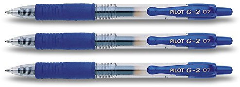 Pilot G2 Druck-Gelschreiber (3 Stifte, Blau)